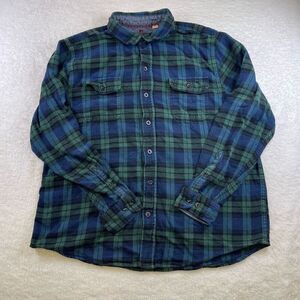 Woolrich Shirt Mens XL Button Plaid Flannel Long Sleeve Blue Green Cotton Extra